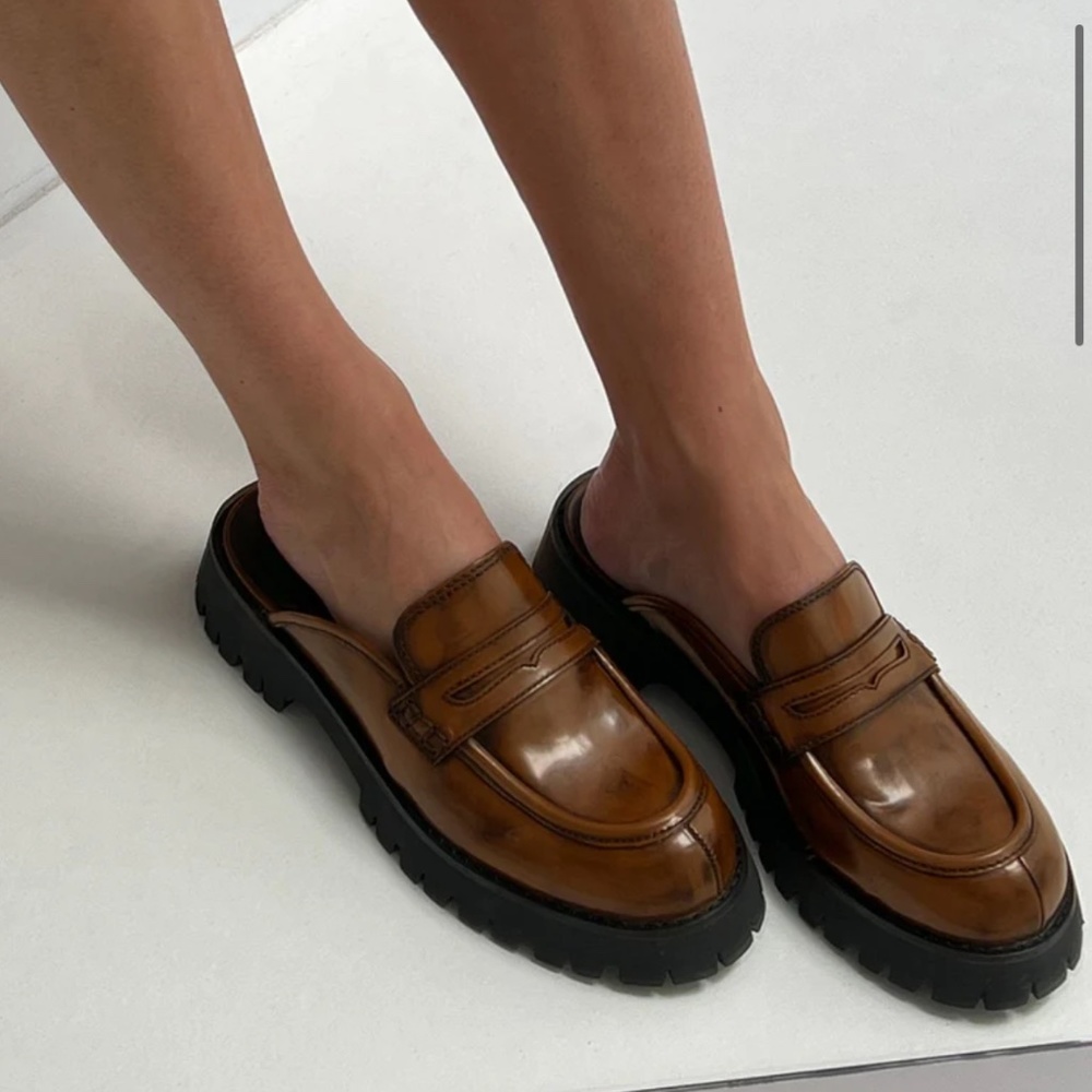 Princess Polly brown leather mules